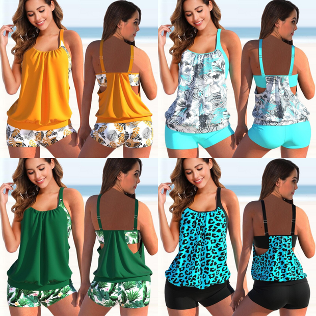 WW Tankini-Set | Sommerliches zweifarbiges Tankini-Set