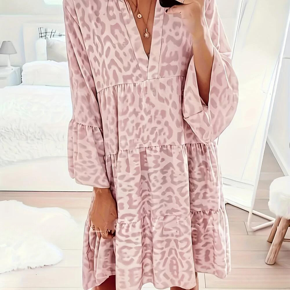 W&W Mode | Boho Kleid mit Leopardenmuster für Damen, Plus Size