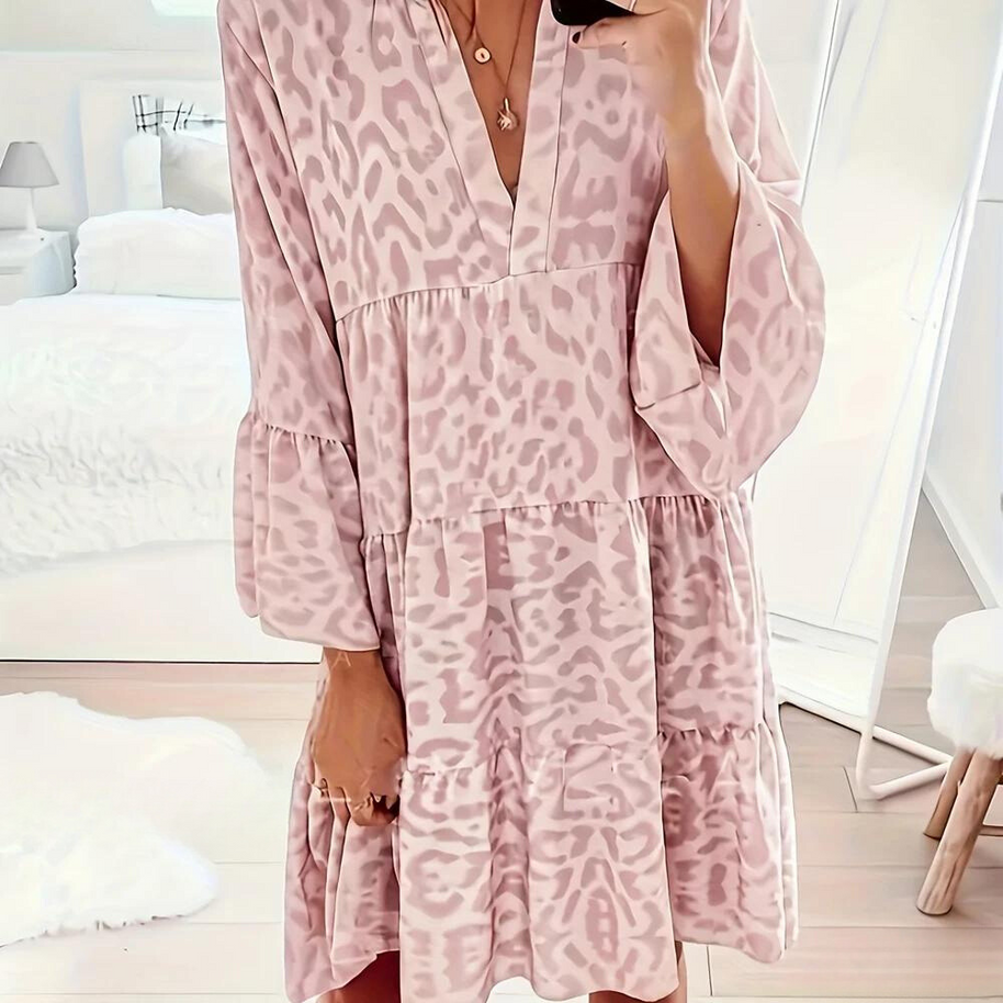 WW | Boho Kleid mit Leopardenmuster für Damen, Plus Size