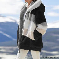 2024 Kuschelige Tweed-Kapuzenjacke mit Plüsch-Woll-Futter