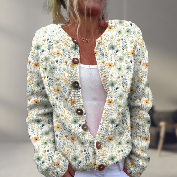 W&W Mode | Stylisches Blumenmuster Strickjacke