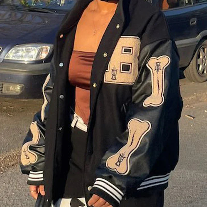 W&W Mode | Varsity Streetwear Bomberjacke mit bestickten Patches