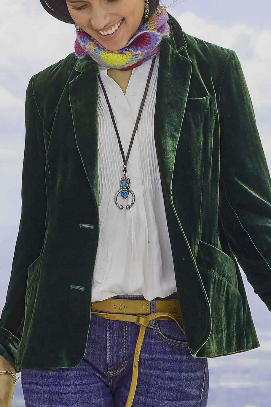 WW | geschnittener Crop - Blazer aus Samt - Rubinrot