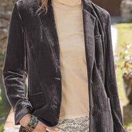 WW | geschnittener Crop - Blazer aus Samt - Rubinrot