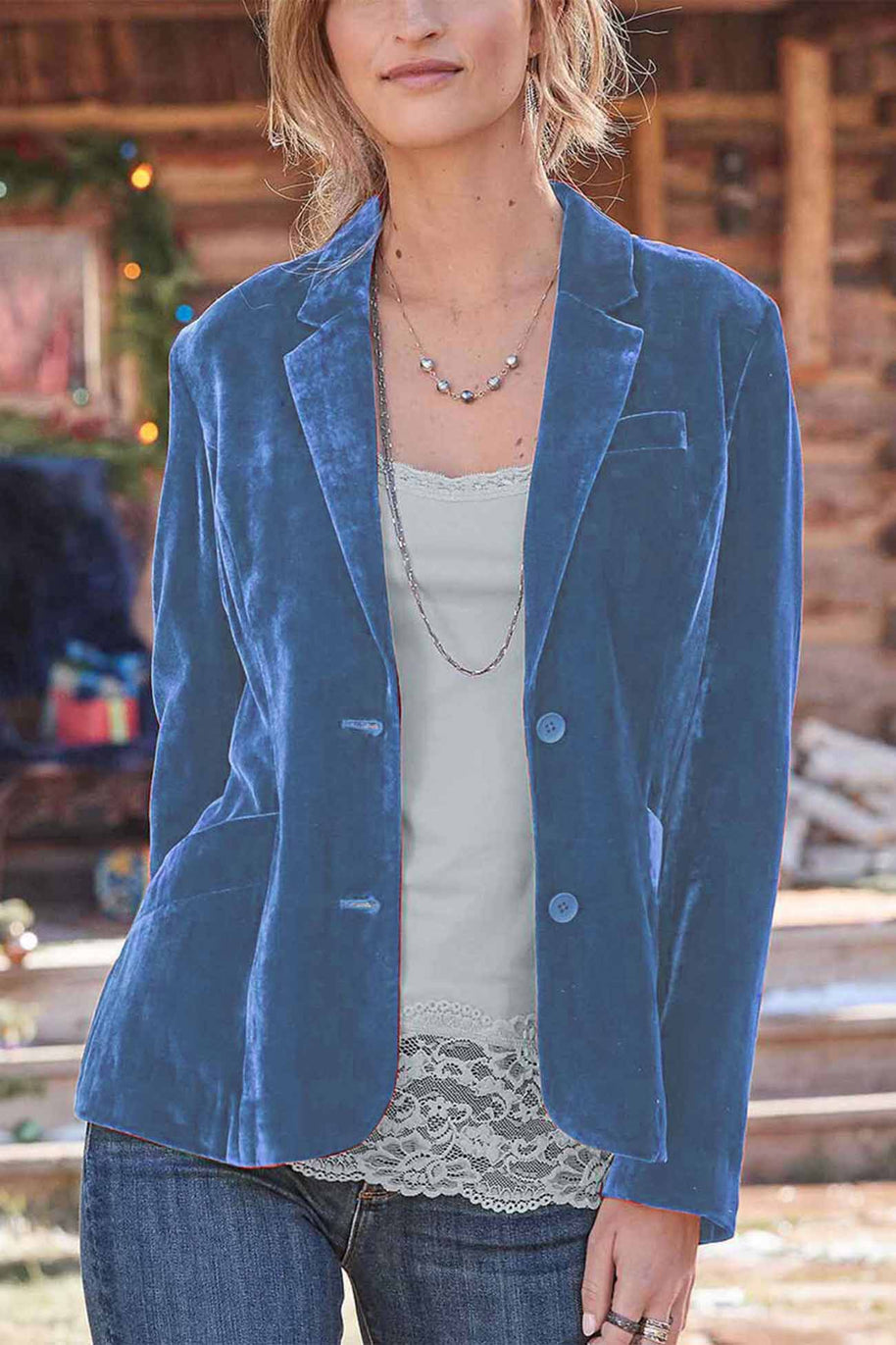 WW | geschnittener Crop - Blazer aus Samt - Rubinrot