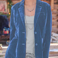 WW | geschnittener Crop - Blazer aus Samt - Rubinrot