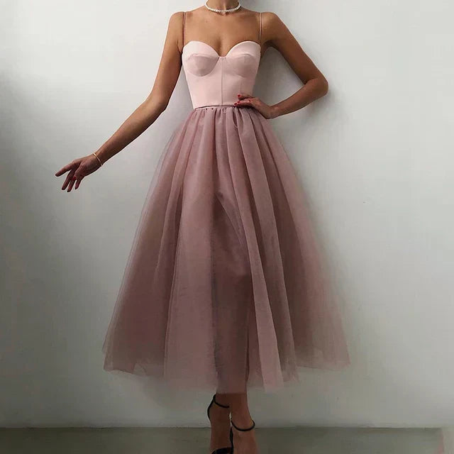 WW | Elegantes Tüll Korsatzt Abendkleid Für Damen