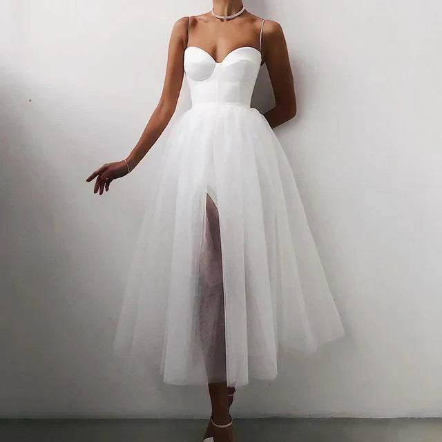 WW | Elegantes Tüll Korsatzt Abendkleid Für Damen