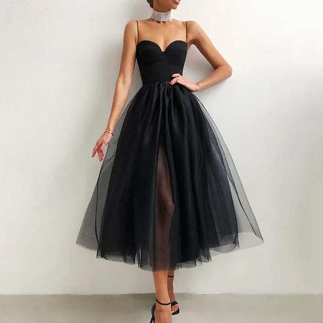 WW | Elegantes Tüll Korsatzt Abendkleid Für Damen
