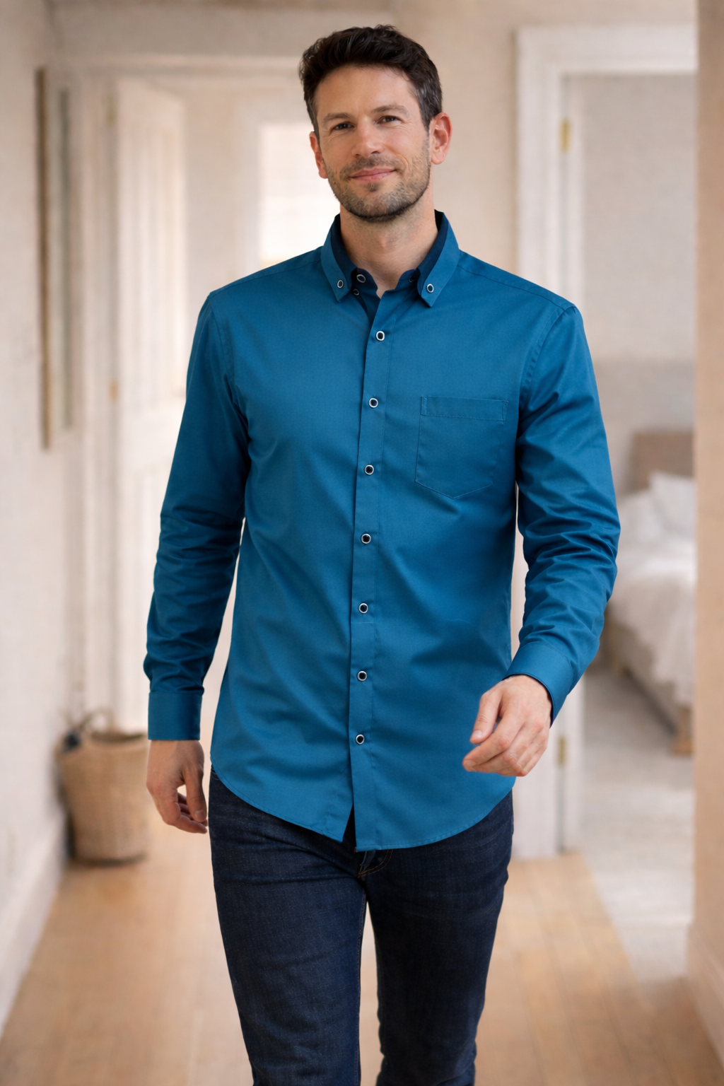 W&W Mode Herren Hemd langarm casual Knopfleiste