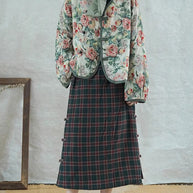 WW | Beiger Oversized Print Feine Baumwollgefüllte Damen Wintermäntel