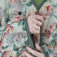 WW | Beiger Oversized Print Feine Baumwollgefüllte Damen Wintermäntel