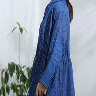 WW | Blaue Schleifenknopf Kordelzug Trenchcoats mit langen Ärmeln