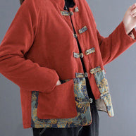 WW | Ziegelrot Dicke Fleece Wolle Gefütterte Cordjacken Winter