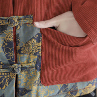 WW | Ziegelrot Dicke Fleece Wolle Gefütterte Cordjacken Winter