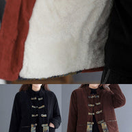 WW | Ziegelrot Dicke Fleece Wolle Gefütterte Cordjacken Winter