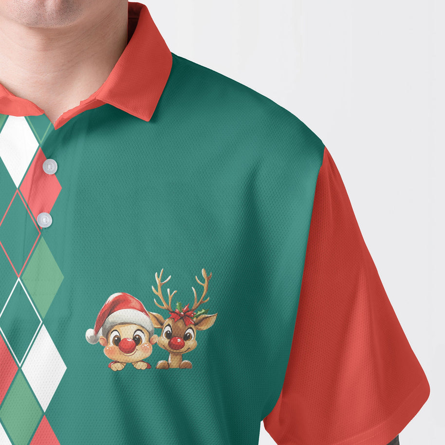 WW | Vintage Weihnachten 80er Herren Polohemd