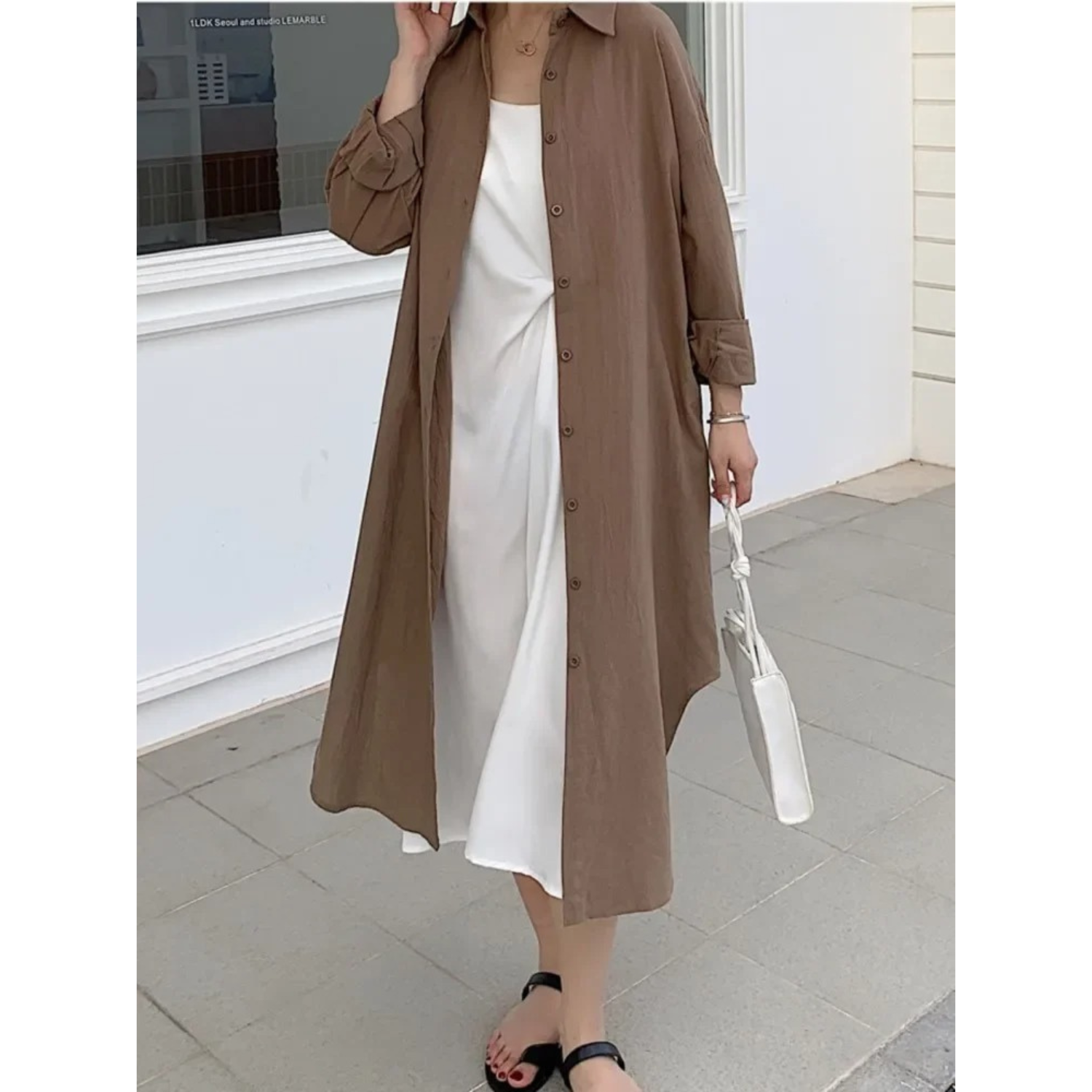 WW | Vintage Halbarm Hemdkleid Leinen und Baumwolle