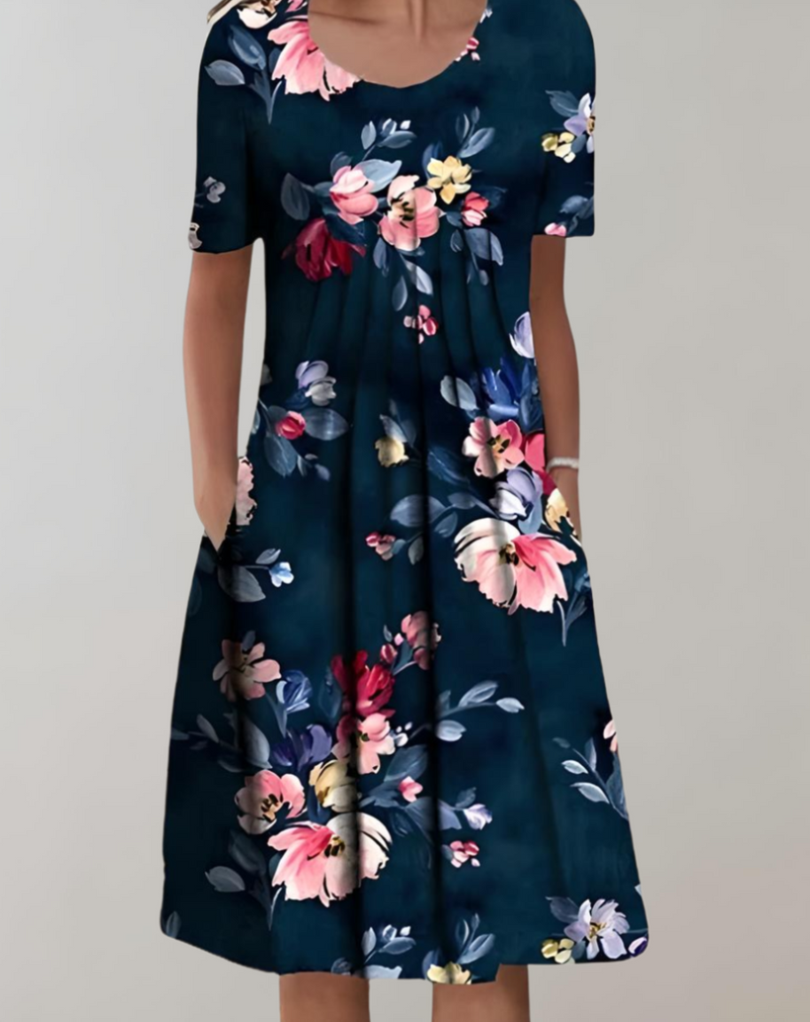 WW | Sommerkleid V-Ausschnitt Blumenmuster Leichtes Freizeitkleid