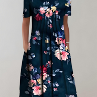 WW | Sommerkleid V-Ausschnitt Blumenmuster Leichtes Freizeitkleid