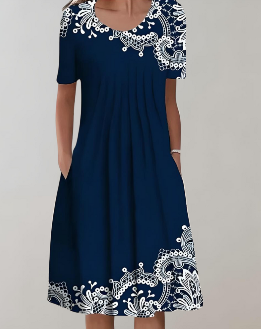 WW | Sommerkleid V-Ausschnitt Blumenmuster Leichtes Freizeitkleid