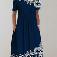 WW | Sommerkleid V-Ausschnitt Blumenmuster Leichtes Freizeitkleid