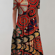 WW | Sommerkleid V-Ausschnitt Blumenmuster Leichtes Freizeitkleid