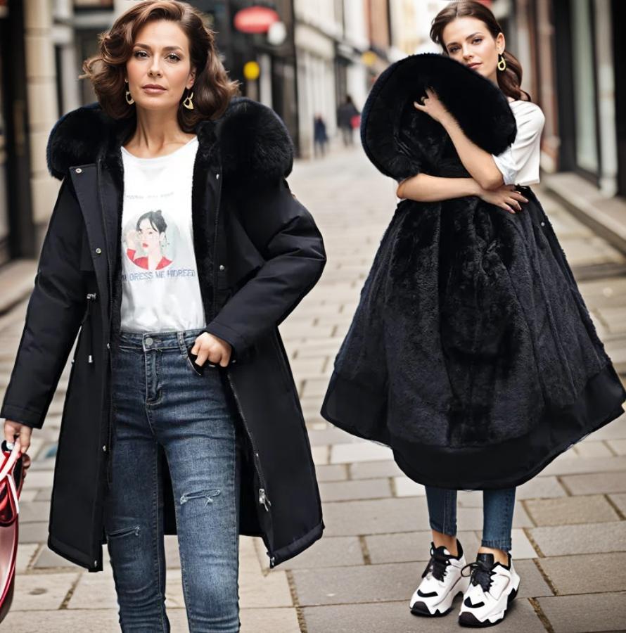 W&W Mode | Damen Winterjacke mit Pelzkragen