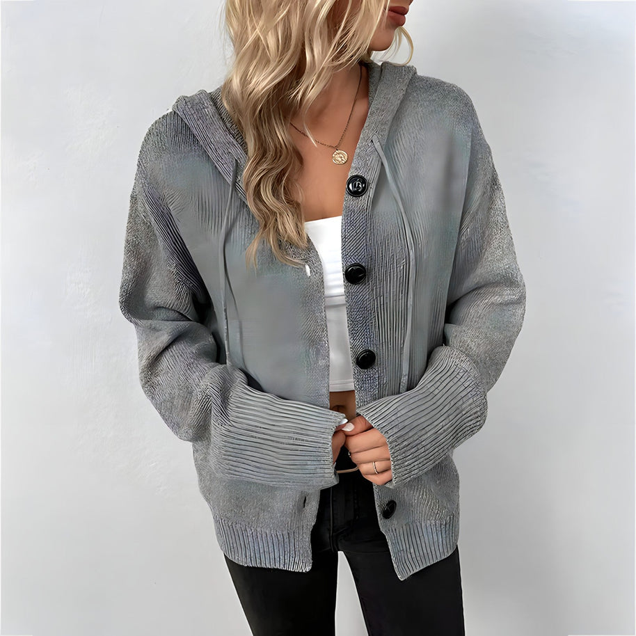 WW Strickjacke | Elegante bequeme Strickjacke mit Kapuze
