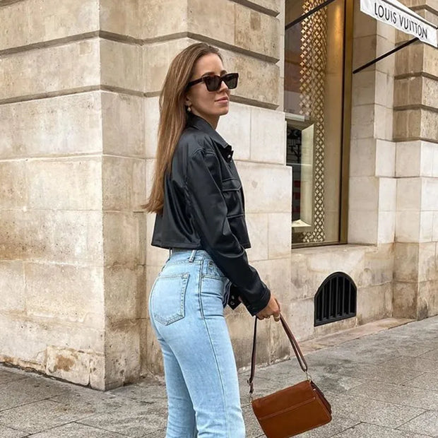 WW | Lederjacke mit Kapuze