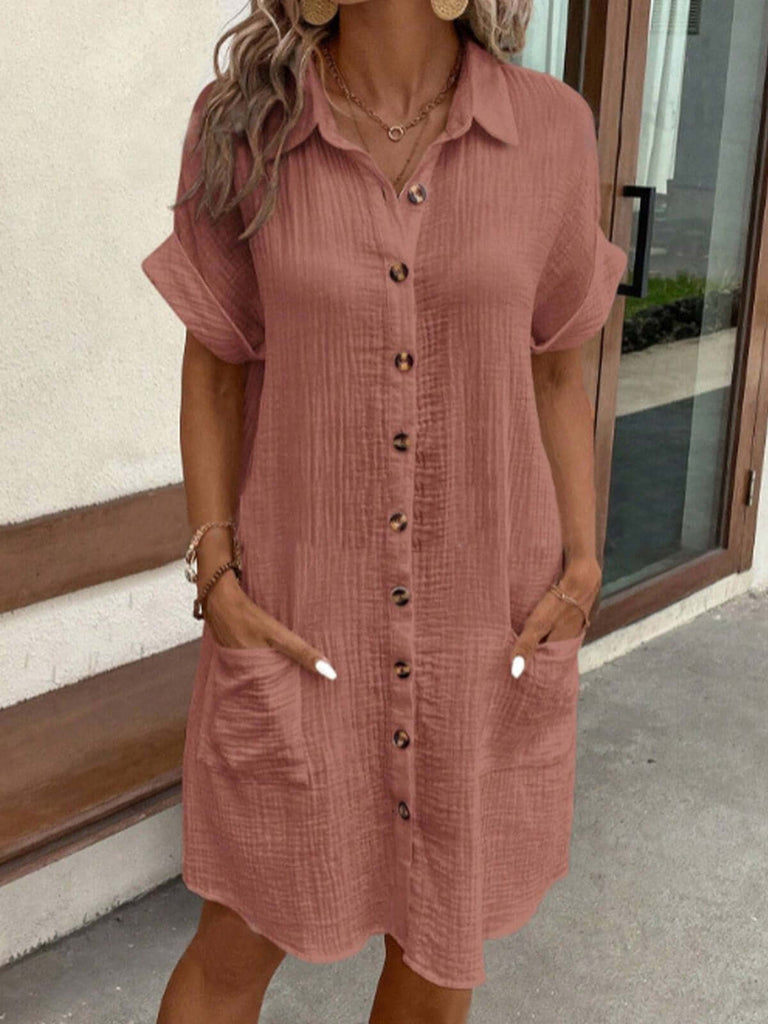 WW | Oversized Polo Kleid aus Strukturiertem Stoff