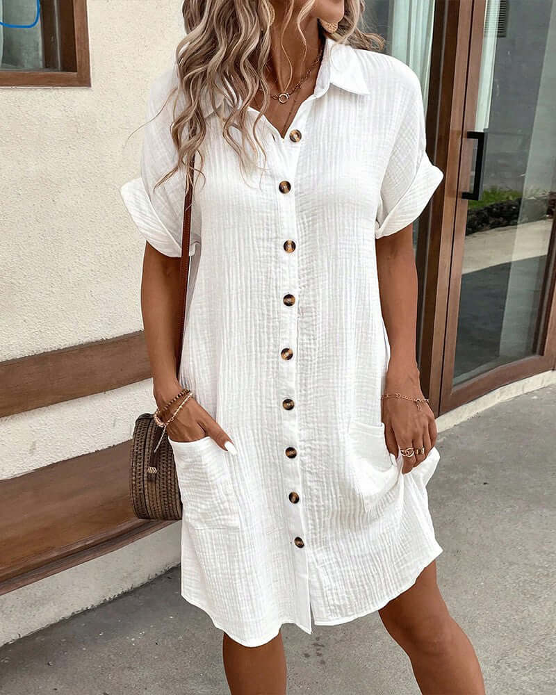 WW | Oversized Polo Kleid aus Strukturiertem Stoff