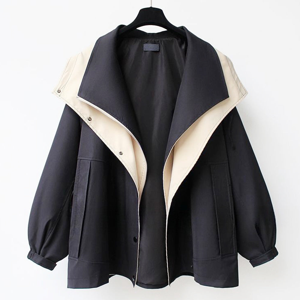 W&W Mode | Mittellange, taillierte Windjacke für Damen mit Kapuze und Reißverschluss
