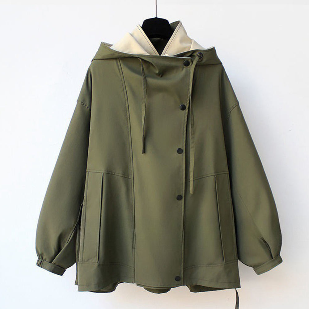 W&W Mode | Mittellange, taillierte Windjacke für Damen mit Kapuze und Reißverschluss
