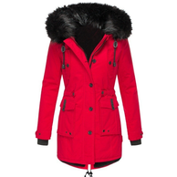 Rot warmer wintermantel