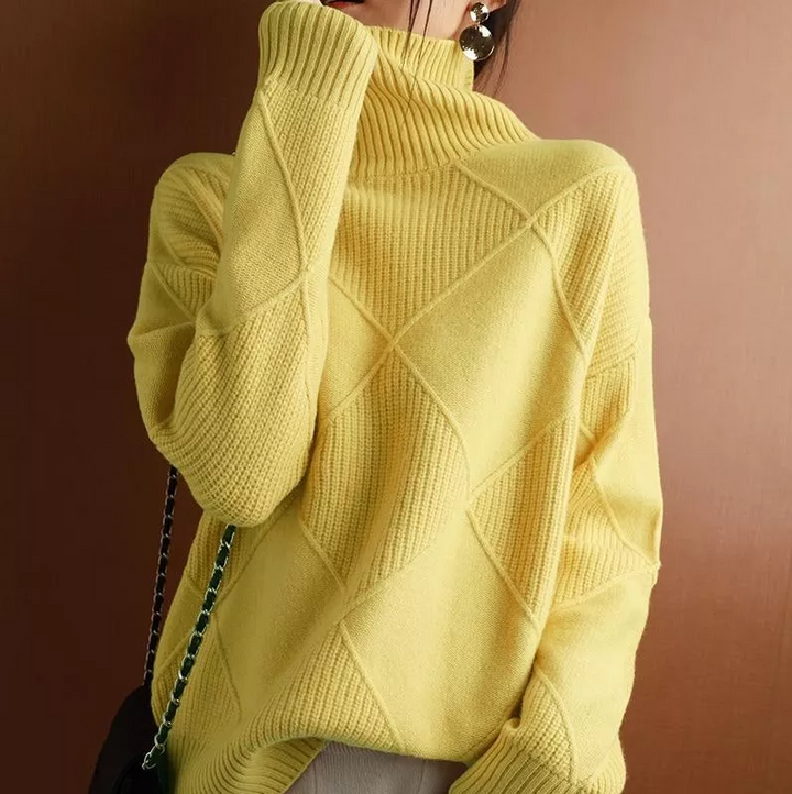 Lose gelb rollkragenpullover 