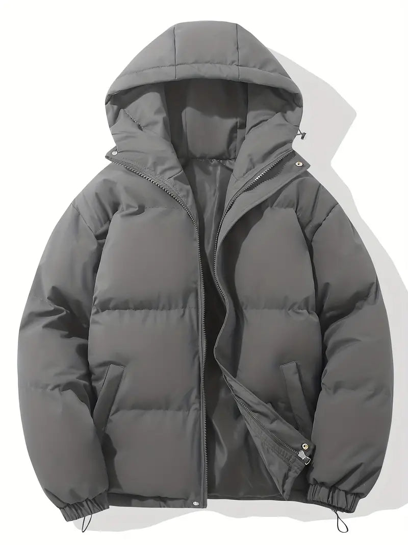 DunkelGrau Klassisches Design Warme Kapuzenjacke 
