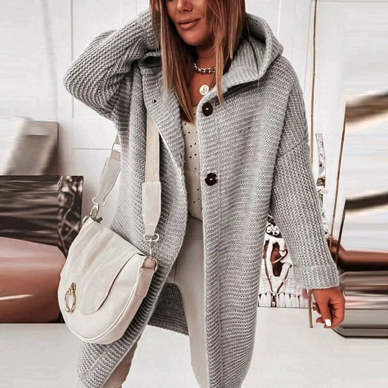 W&W Mode - Lange warme Strickjacke mit Kapuze