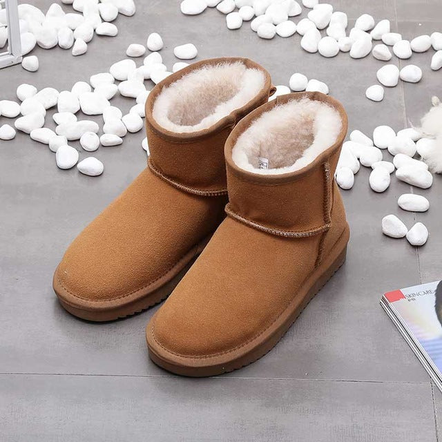 Khaki echtleder schneestiefel 
