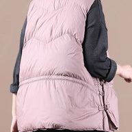 WW | rosa Daunenmantel Winter Lockere Passform Damen Parka Stehkragen mit Reißverschluss Jacken