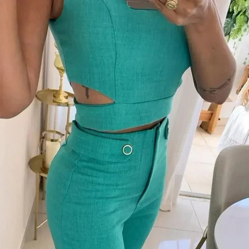 W&W Mode | Satz Aus Ärmelloses Oberteil Und Hose Mit Hoher Taille