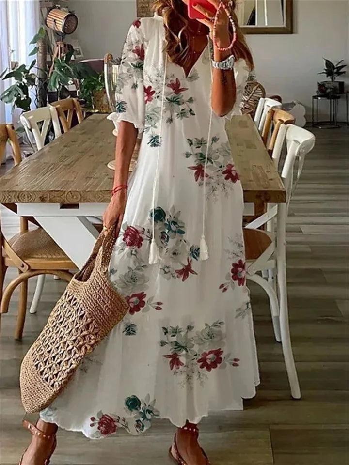 W&W Mode | Blumiges Maximal Sommerkleid Für Damen