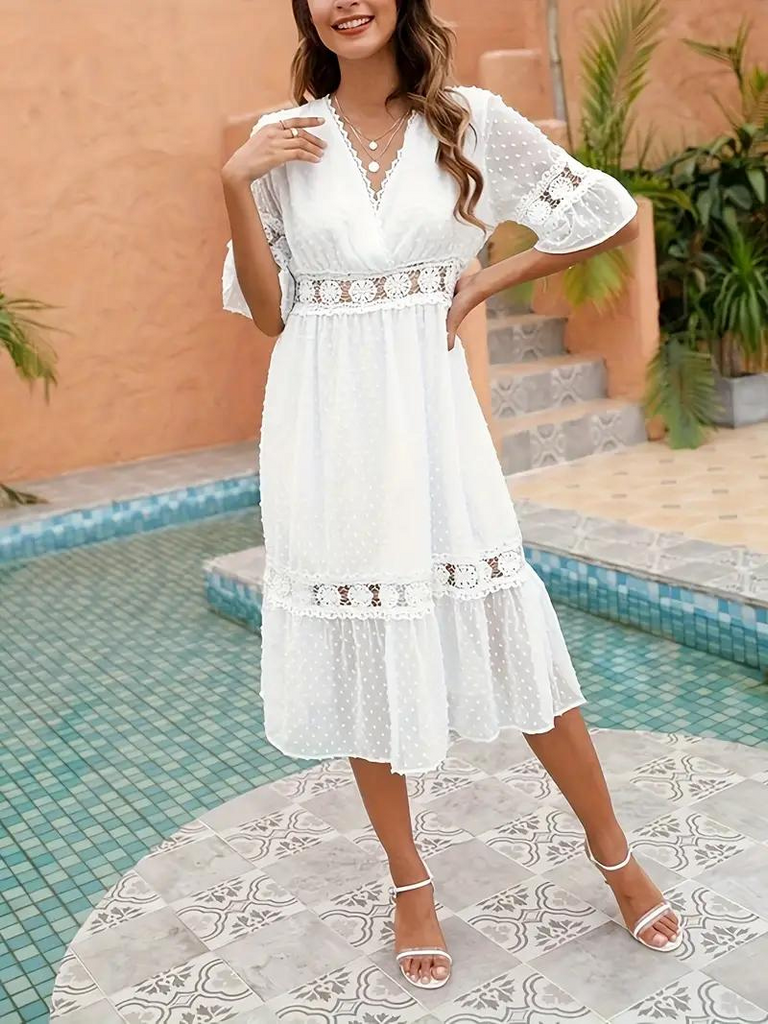 WW | Kleid, Halbarm, Spitze, Sommerkleid, Midikleid