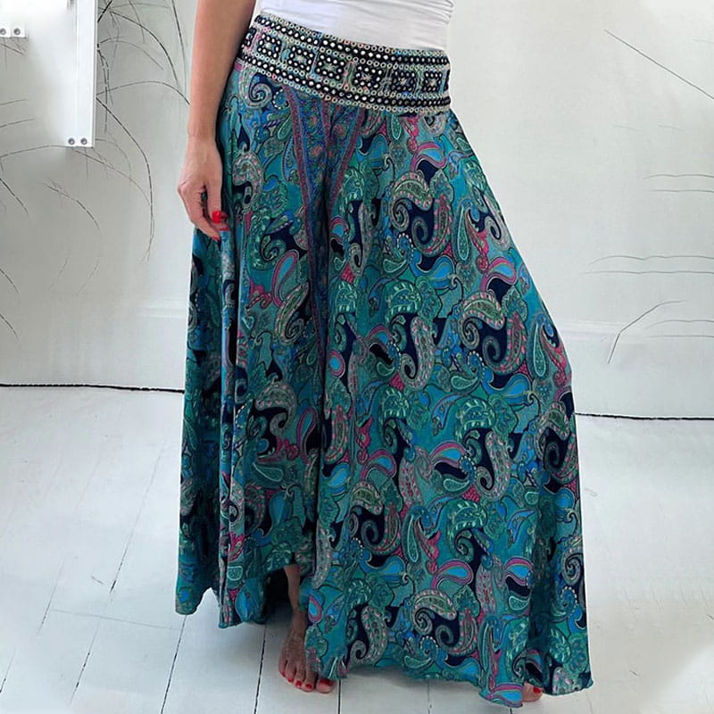 WW | Hose Paisley Print Fließend Boho Hose Sommerhose für Damen
