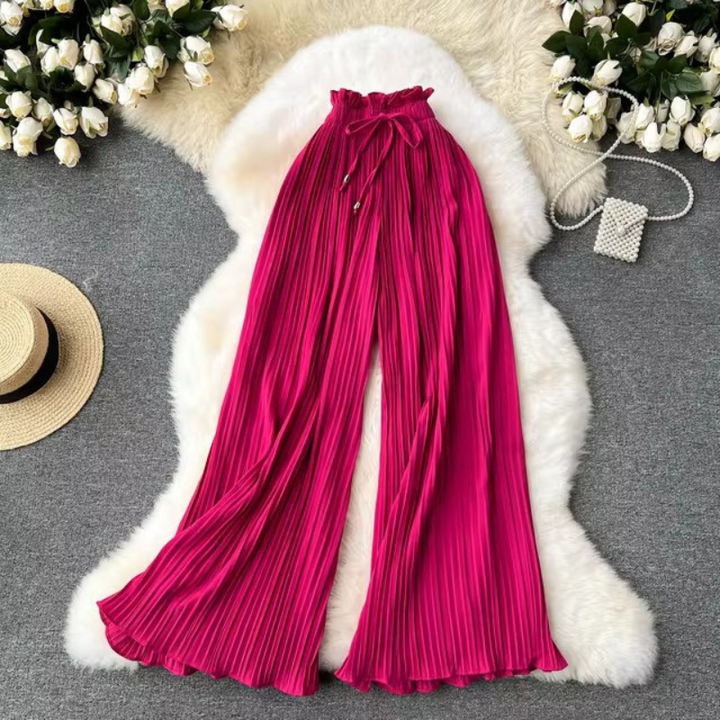 W&W Mode | Hosenbeine Elastische Sommerhose mit Bundfalten für Frauen