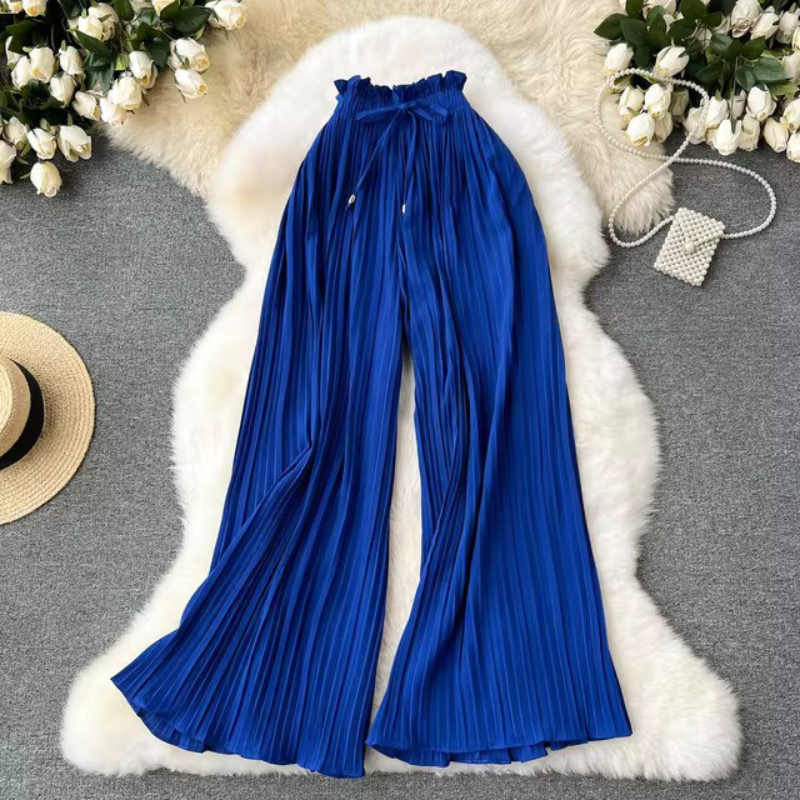 W&W Mode | Hosenbeine Elastische Sommerhose mit Bundfalten für Frauen