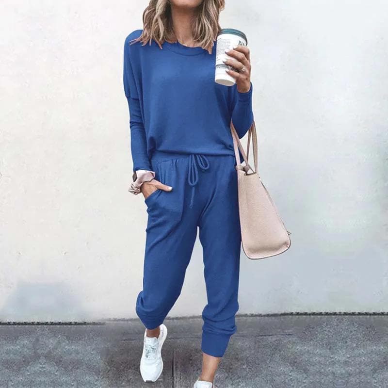 WW | Jogginganzug Bequeme Passform Langarm Zu Oberteil & Jogginghosen mit Kordelzug und Taschen