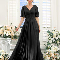 kleid | Fließendes V-Ausschnitt Chiffonkleid für Damen