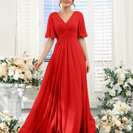 kleid | Fließendes V-Ausschnitt Chiffonkleid für Damen