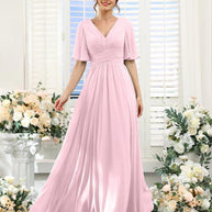 kleid | Fließendes V-Ausschnitt Chiffonkleid für Damen